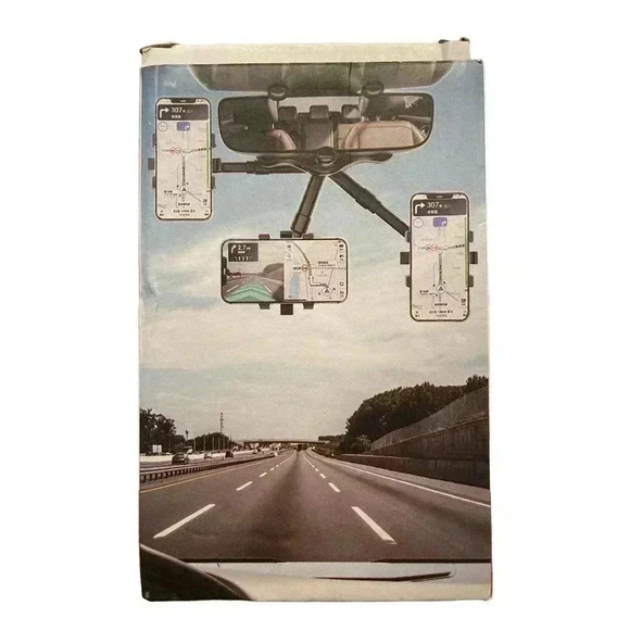 360° Car Phone Holder Rotatable And Retractable Rearview Mirror Mount Universal - Picture 2 of 3